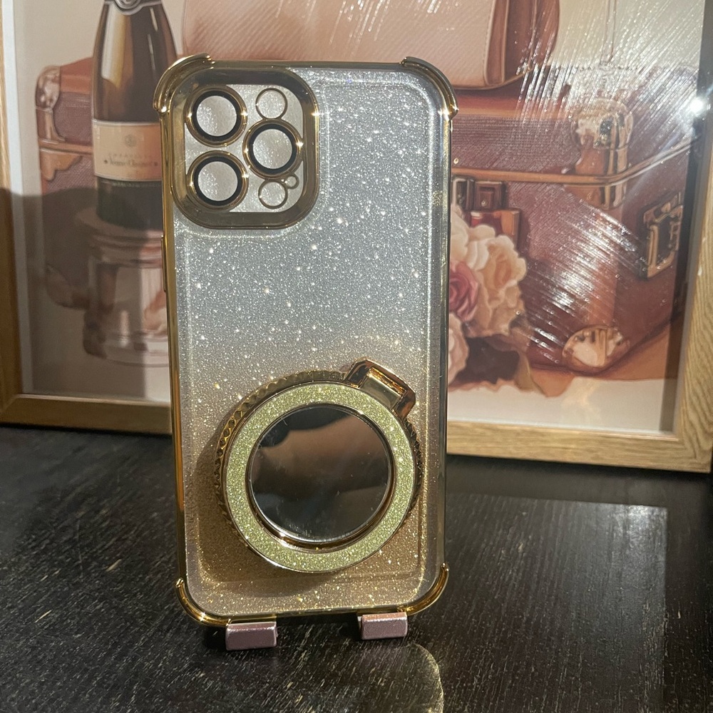 Glitter Gold and Silver Phone Case with Ring Holder